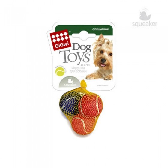 GiGwi  Игрушка для собак Набор маленьких мячей из теннисного фетра пищалкой 3 шт*4,8 см купить