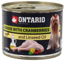Ontario консервы для собак: гусь и клюква, ONTARIO Mini - Goose,Cranberries, Dandelion and linseed oil