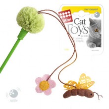 GiGwi Дразнилка для кошек зеленая с пчелой и цветочком 45см