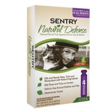 SENTRY Natural Defense Капли 4 штуки для кошек и котят от блох и клещей