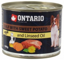 Ontario консервы для собак: телятина и батат, OTARIO Mini - Calf, Sweetpotato, Dandelion and linseed oil