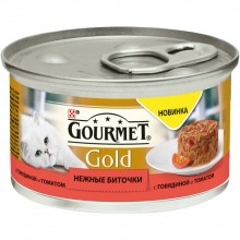Gourmet консервы паштет для кошек Gourmet Gold нежные биточки с говядиной и томатом
