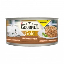 Gourmet консервы паштет для кошек нежные Gourmet Gold биточки с индейкой и шпинатом