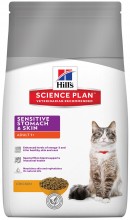 Корм Hill's Science Plan для взрослых кошек с чувствительным желудком и кожей, Adult Sensitive Stomach & Skin