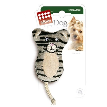 GiGwi Игрушка для собак Кот с 2-мя пищалками 9 см купить