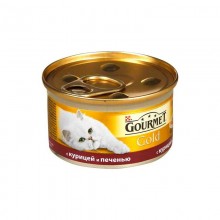 Gourmet кусочки в подливке для кошек с курицей и печенью, Gold