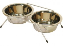 Подставка с 2-мя мисками, 0,35 л, хром