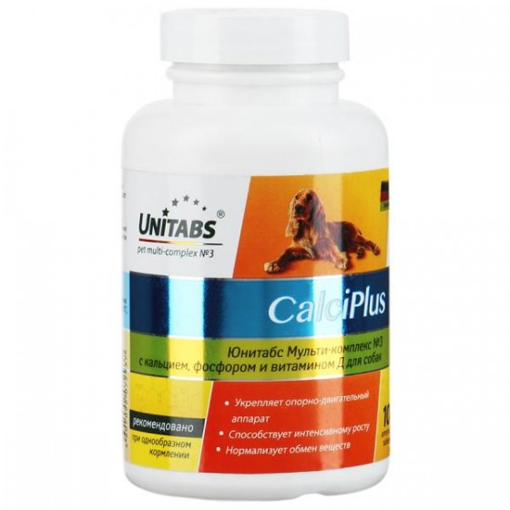 Unitabs CalciPlus с кальцием, фосфором и витамином Д для собак 100 таб купить