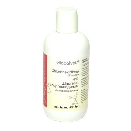 Globalvet Chlorhexidine Shampoo/ Шампунь с хлоргексидином 4% для кошек и собак 250 мл 