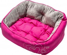 Мягкий лежак с двусторонней подушкой LUNA , "Розовое сердце"