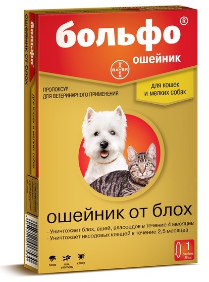 Больфо-ошейник ГОЛД для кошек и мелких собак (37см) 