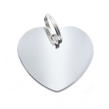Адресник "Сердце" большое серебрянное, 37х35 мм, латунь
