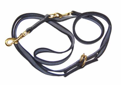 Поводок-перестежка, прорезиненная лента18мм, карабины - латунь