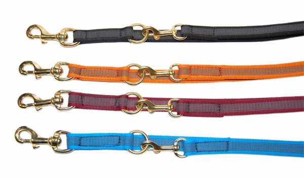 Поводок-перестежка, прорезиненная лента18мм, карабины - латунь