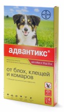 Адвантикс капли для собак 10-25 кг от блох, клещей, 4 пипетки