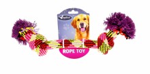 Игрушка для собак "Плетеная  цветная веревка с двумя узлами ", 47 см