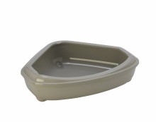 Туалет-лоток угловой с рамкой corner+rim, 55х45х13, теплый серый (corner tray  with rim)