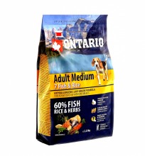 Корм Ontario для собак с 7 видами рыб и рисом, Ontario Adult Medium Fish & Rice