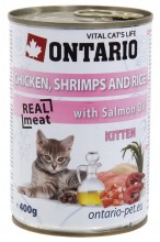 Ontario консервы для котят: курица, креветки и рис, ONTARIO konzerva Kitten Chicken,Schrimps,Rice,Salmon Oil