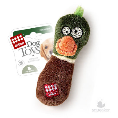 GiGwi Игрушка для собак Утка с резиновым наполнителем и пищалкой 18см