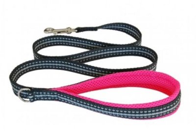Cortina Leash Pink Fluo/ Мягкий светоотражающий поводок неоновый розовый 1,2м