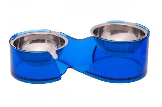 Karlie  Миска  д/собак двойная , 2*250 мл*11см, металлическая, съемная на синей подставке  купить