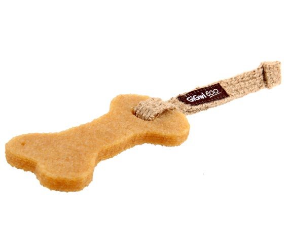 GiGwi Игрушка для маленьких собак из экорезины и текстиля Кость 11см
