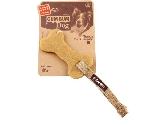 GiGwi Игрушка для маленьких собак из экорезины и текстиля Кость 11см