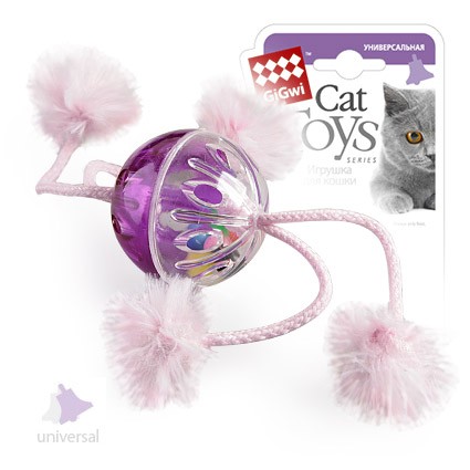 GiGwi Игрушка для кошек Мячик пластмассовый с погремушкой 4см купить