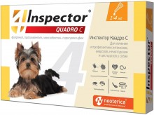 Inspector QUADRO С/ Инспектор Квадро Капли от внешних и внутренних паразитов для собак до 4 кг 