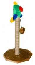 Когтеточка "Попугай на столбике", 62 см, джут, основание 37x37 см