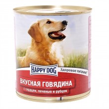 Happy dog консервы для собак с говядиной, сердцем, печенью и рубцом