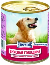 Happy dog консервы для собак с говядиной, сердцем, печенью, рубцом и рисом