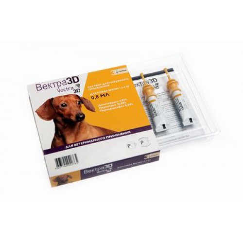 Вектра 3D инсектоакарицидные капли для собак 1,5-4кг  3* 0,8мл 