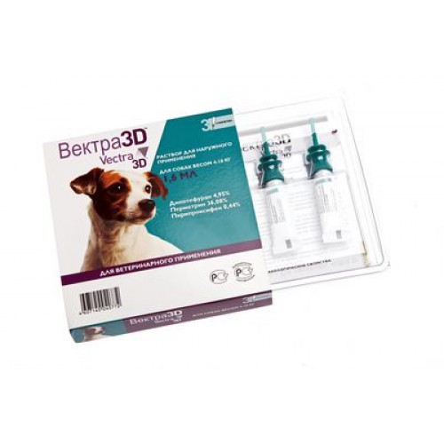Вектра 3D инсектоакарицидные капли для собак 4-10кг, 3*1,6мл купить