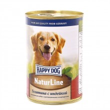 Happy dog консервы для собак с телятиной и индейкой (фарш)