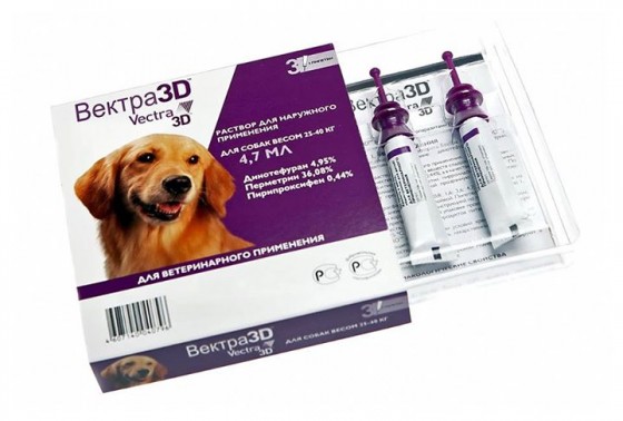 Вектра 3D инсектоакарицидные капли для собак 25-40кг, 3* 4,7мл купить
