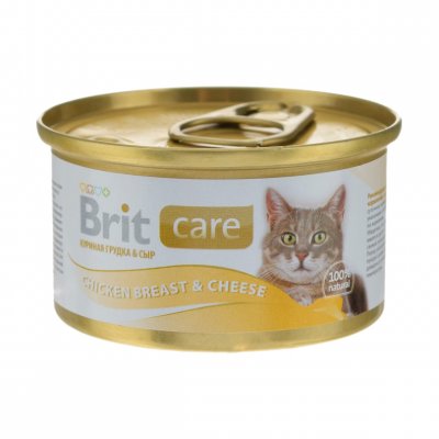 Brit Care Chicken Breast&amp; Cheese/ Консервы для кошек с куриной грудкой и сыром 80г