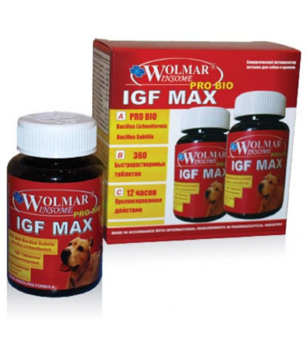 Wolmar Winsome Pro Bio IGF MAX/Оптимизатор питания для собак крупных пород 360таблеток  