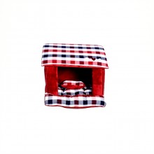 Puppia Beaufort House/ Домик "Бьюфорт" со съемной подушкой+игрушка-косточка, винного цвета, 45*40*22 см