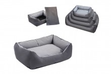 Лежак прямоугольный с подушкой №0, 45x33x15 серый