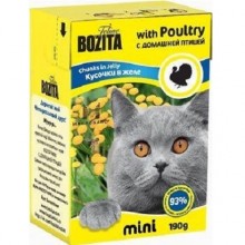 Bozita Mini With Poultry/ Кусочки c домашней птицей в желе для кошек 190г