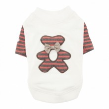 Хлопковая футболка с полосатым медвежонком "Тедди", кремовый