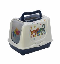 Туалет-домик Trendy cat с угольным фильтром и совком, 50х39.5х37.5, Друзья навсегда, черничный