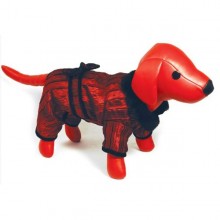 Комбинезон бордовый с бархатной подкладкой для собак, 25см
