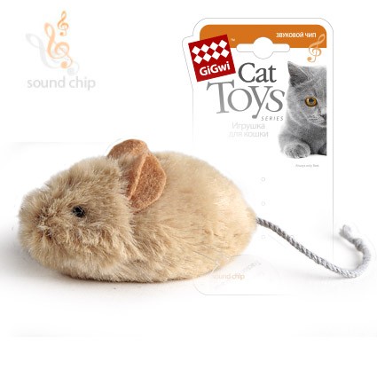 GiGwi Игрушка для кошек Мышка со звуковым чипом 13см купить 