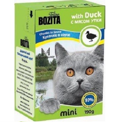 Bozita Mini With Duck/ Кусочки с уткой в соусе для кошек   190г купить