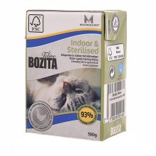 Bozita With Indoor&Sterilised/ Кусочки с курицей в желе  для домашних и стерилизованных кошек  190г
