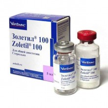 Золетил-100 (тилетамин +золазепам)/ средство для общей анестезии для собак и кошек 5мл