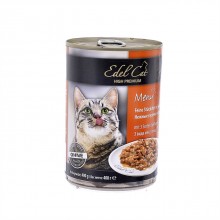 Edel Cat нежные кусочки в соусе для кошек с 3 видами мяса
